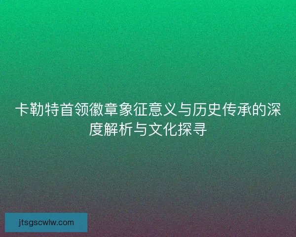 卡勒特首领徽章象征意义与历史传承的深度解析与文化探寻