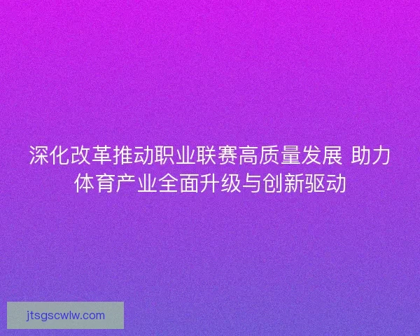 深化改革推动职业联赛高质量发展 助力体育产业全面升级与创新驱动